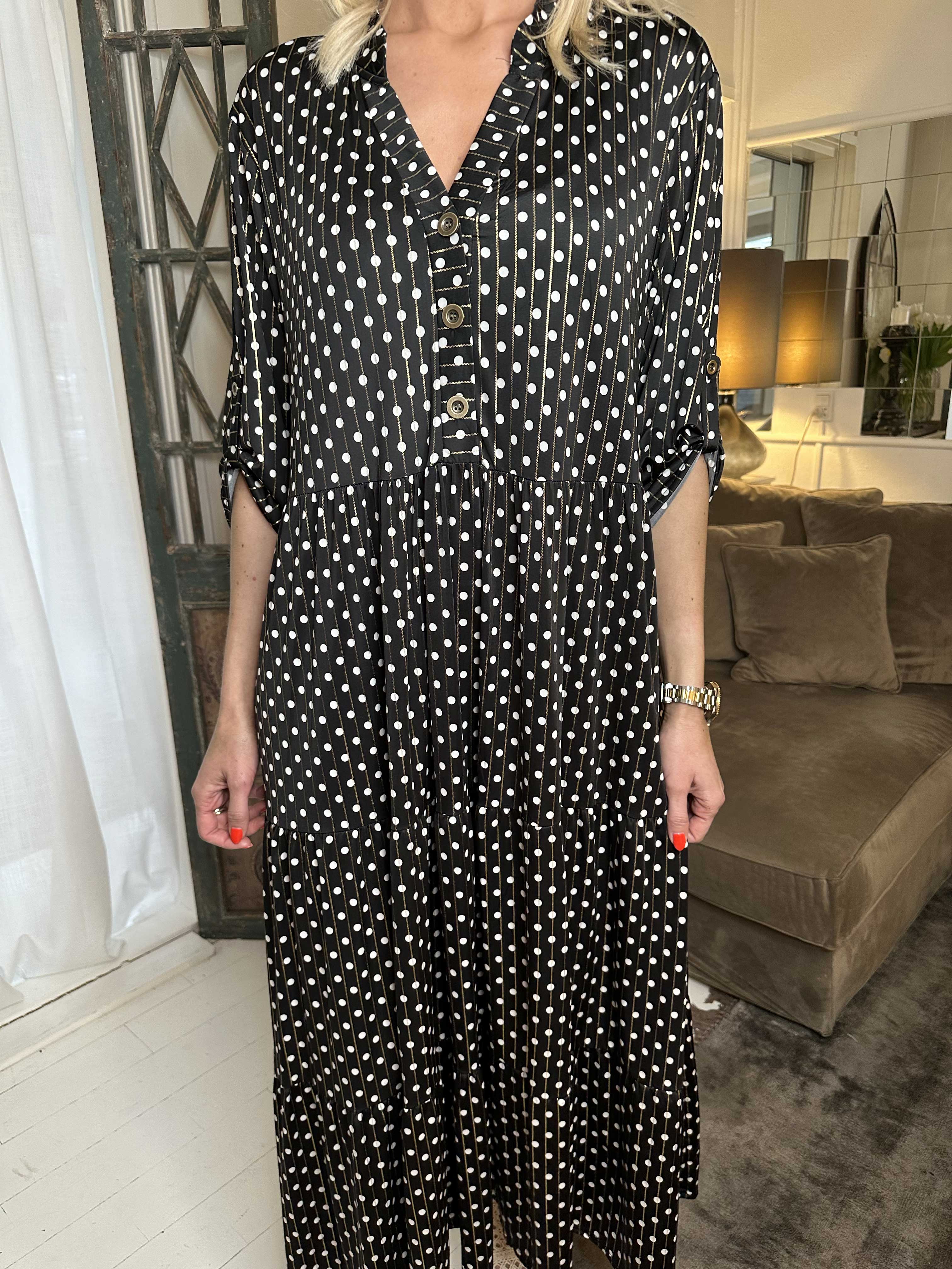 Milano Dot - Långklänning med prickar och lager-på-lager-look - Red